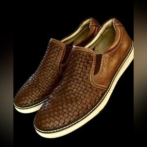 Johnston & Murphy McGuffey Woven Leather Slip-On Shoes Brown Men’s 7M